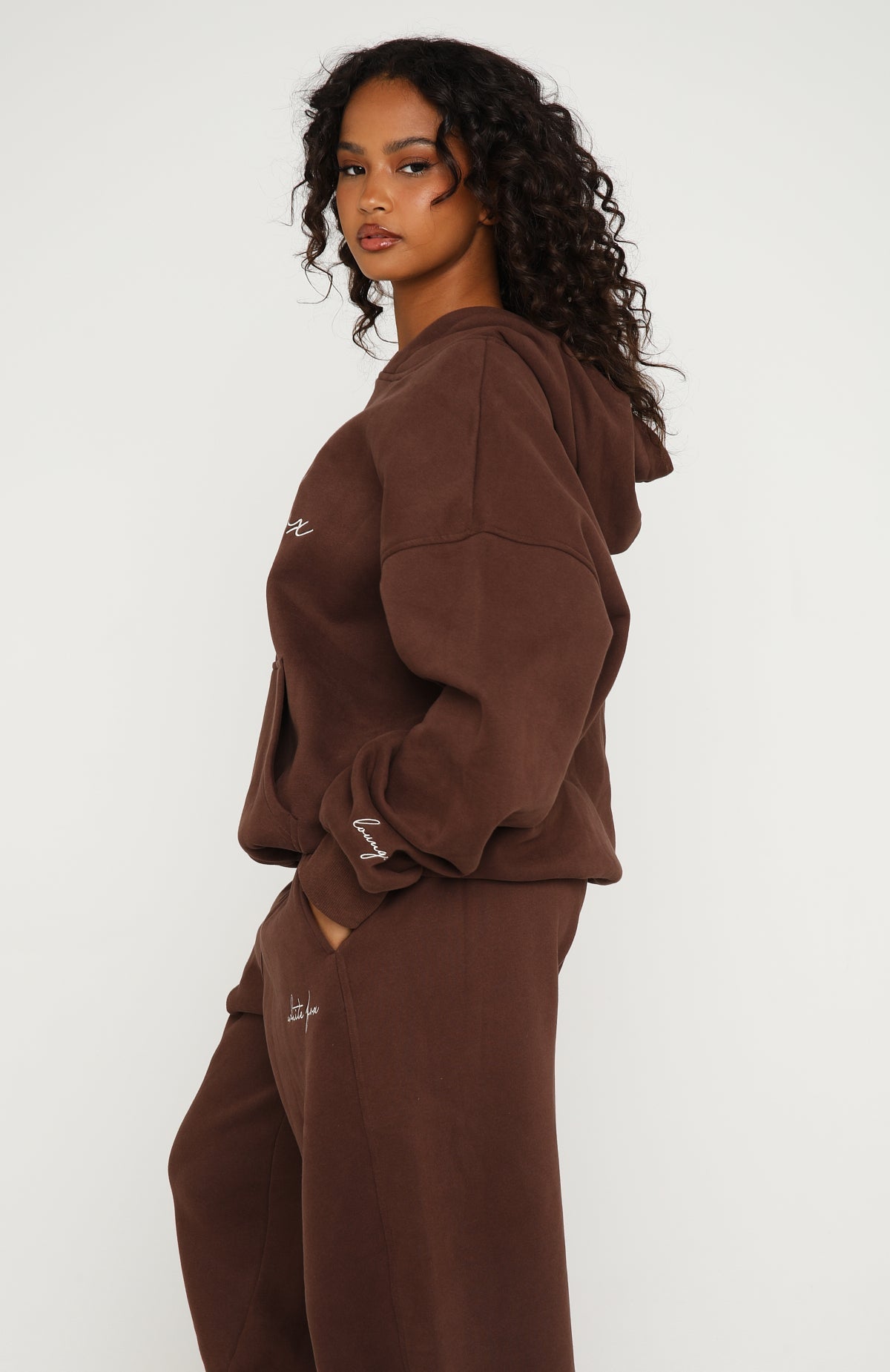 White Fox Know What You Want Oversized Hoodie Chocolate