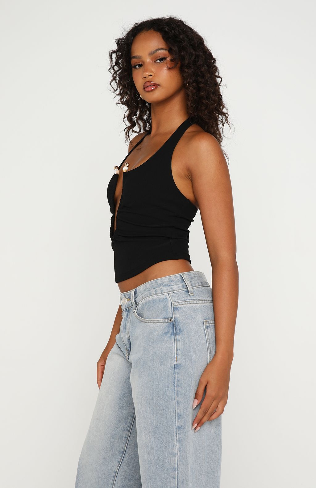 White Fox The Less I Know Halter Top Black