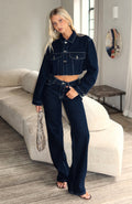 White Fox Something To Prove High Rise Straight Leg Jeans Dark Indigo