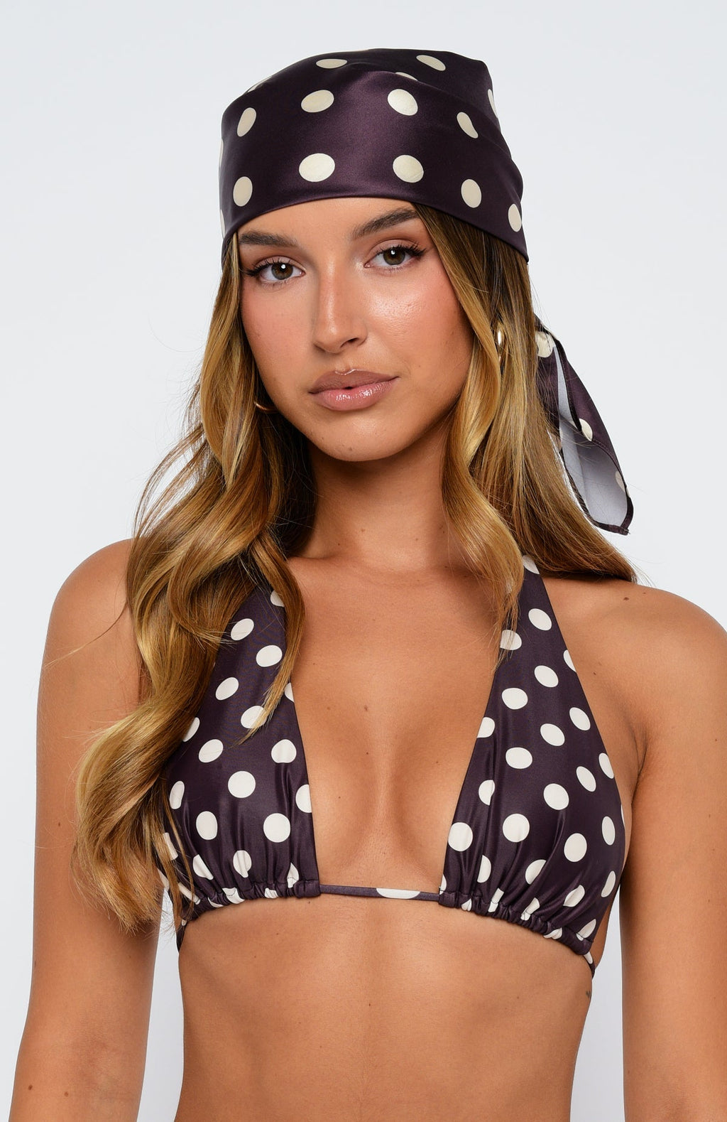 White Fox Broken Love Scarf Choc/Cream Polka Dot