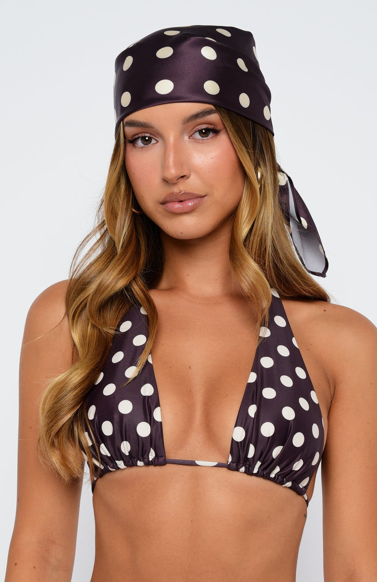 White Fox Broken Love Scarf Choc/Cream Polka Dot