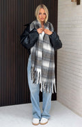 White Fox Farley Scarf Cappuccino Plaid