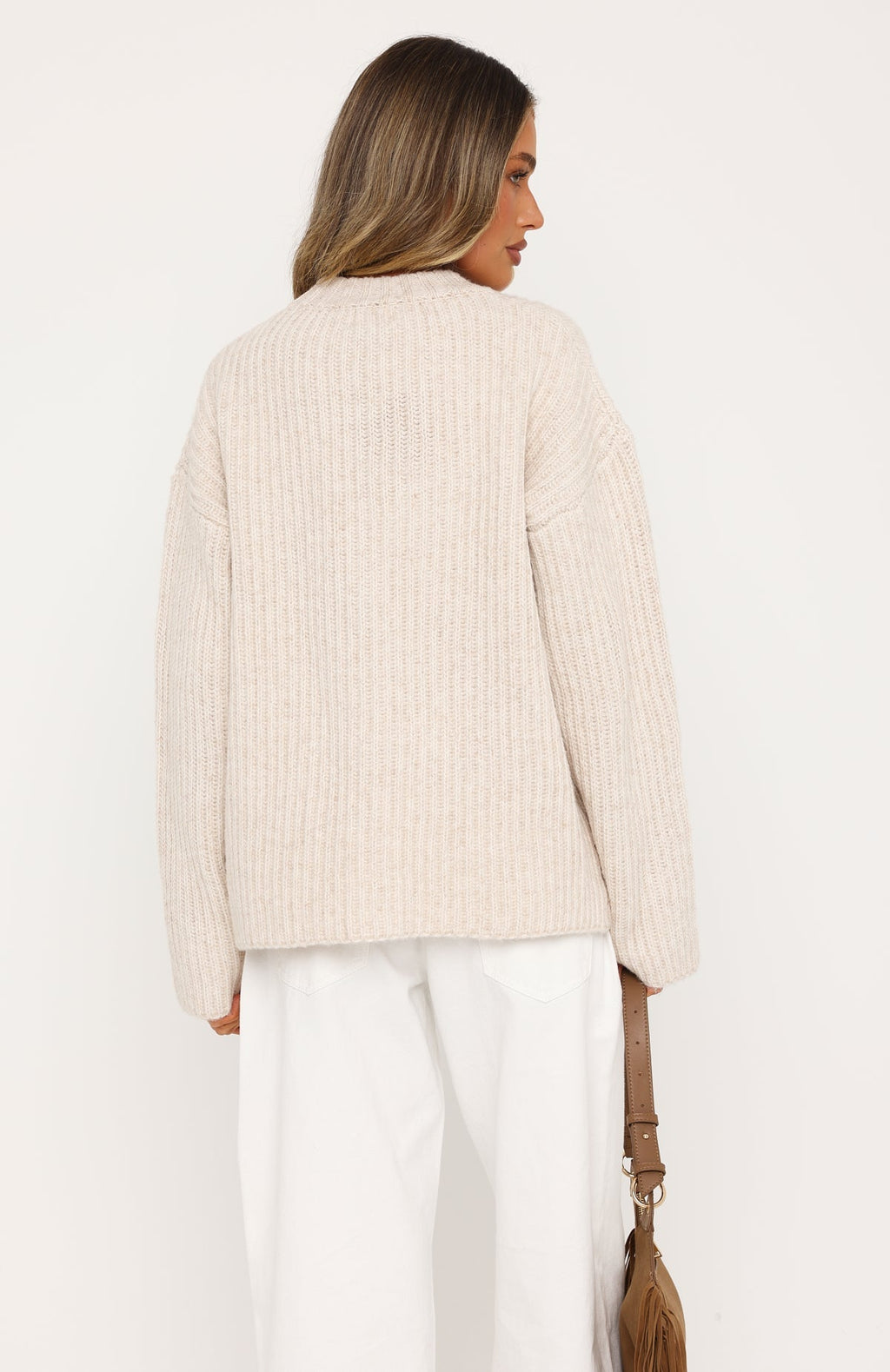 White Fox Lavinia Knit Sweater Oat Marle