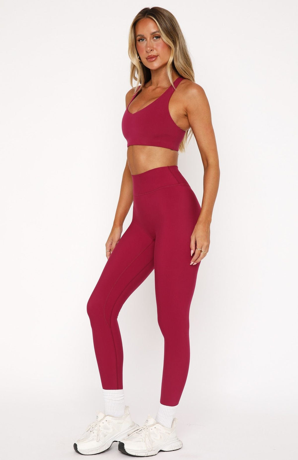White Fox Go Getter High Waisted Leggings Berry
