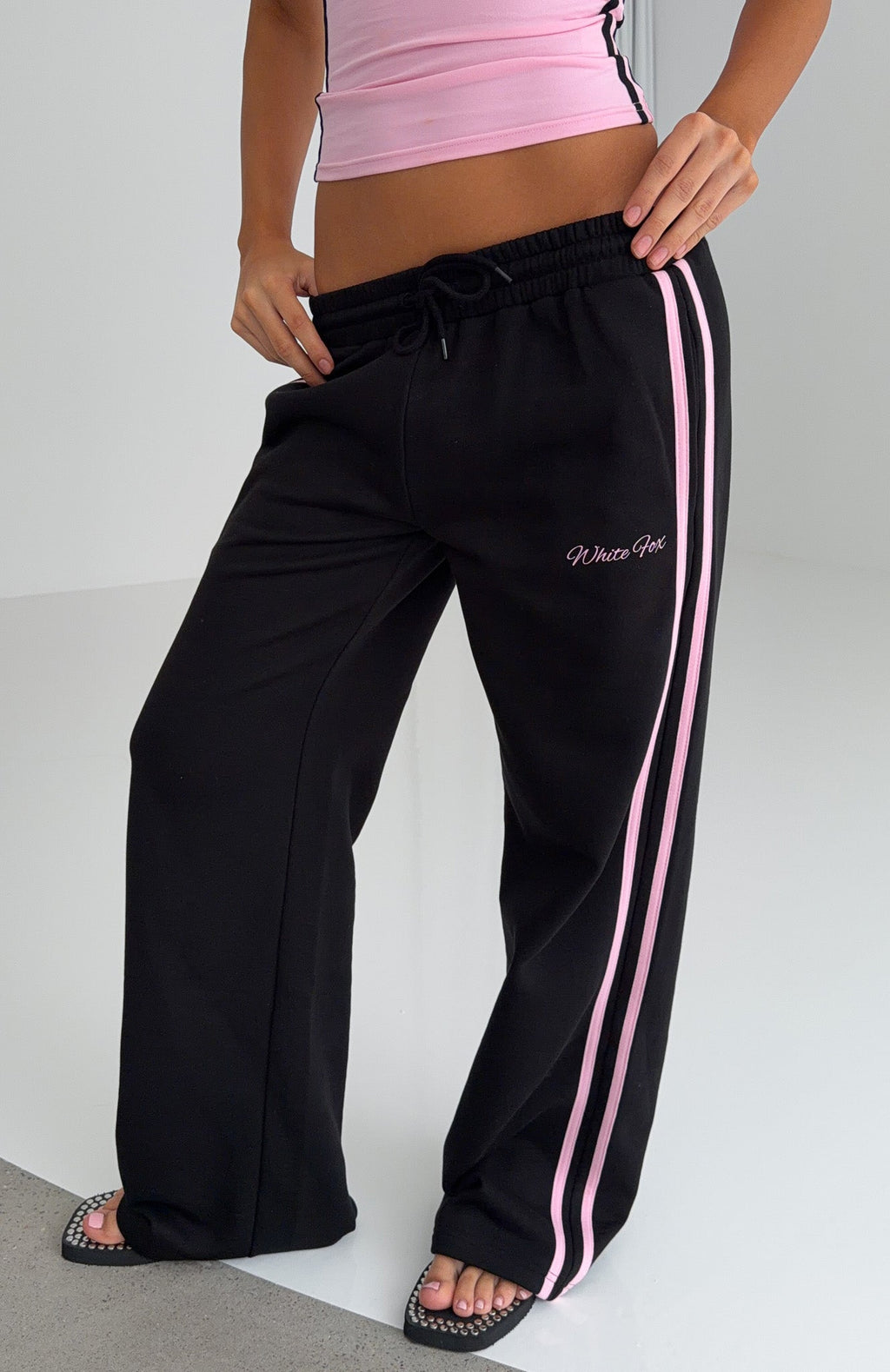 White Fox Breaking Your Heart Track Pants Black