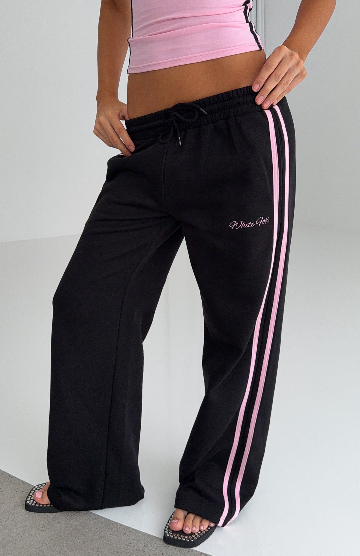 White Fox Breaking Your Heart Track Pants Black
