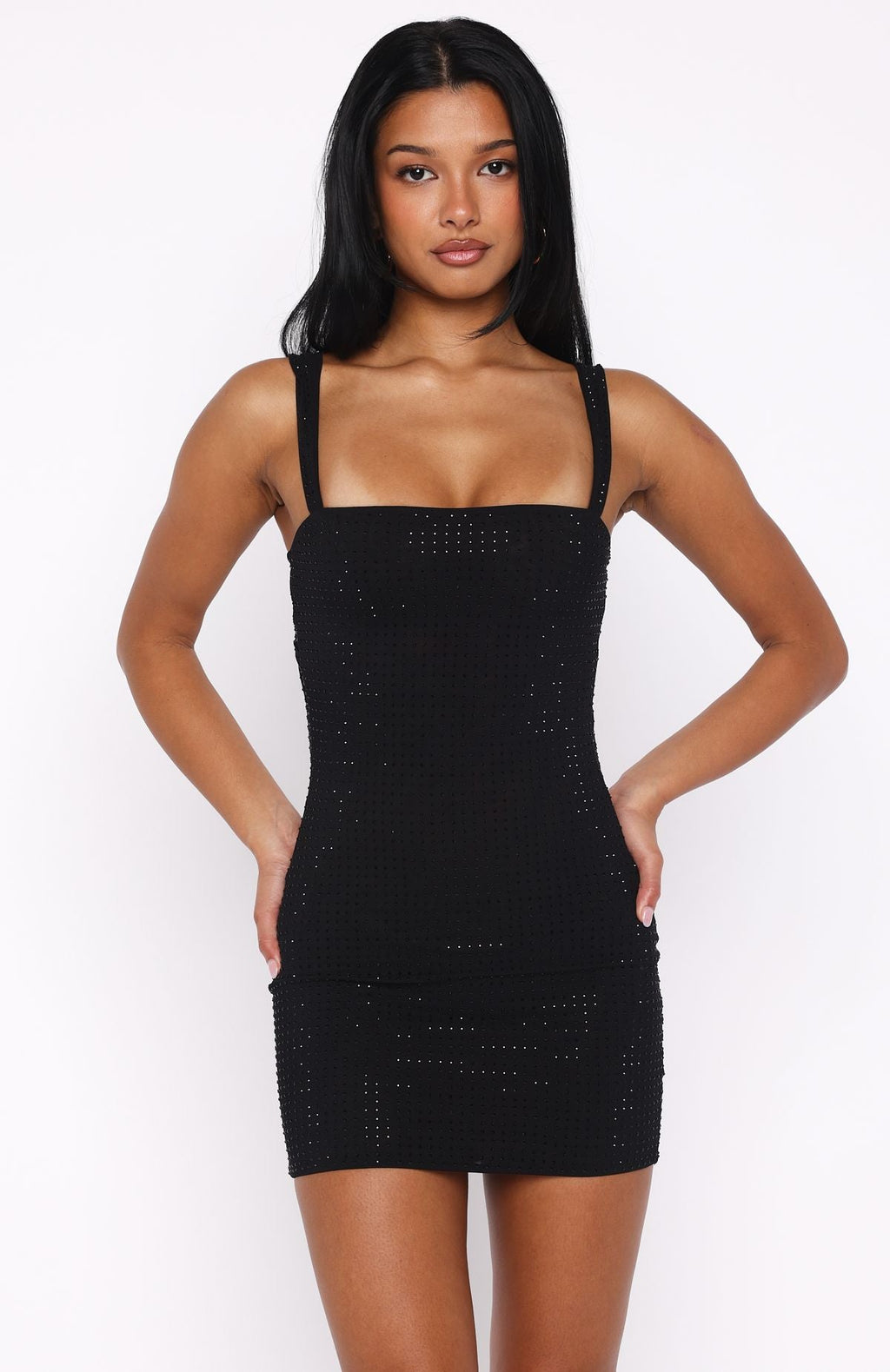White Fox Pump The Volume Embellished Mini Dress Black