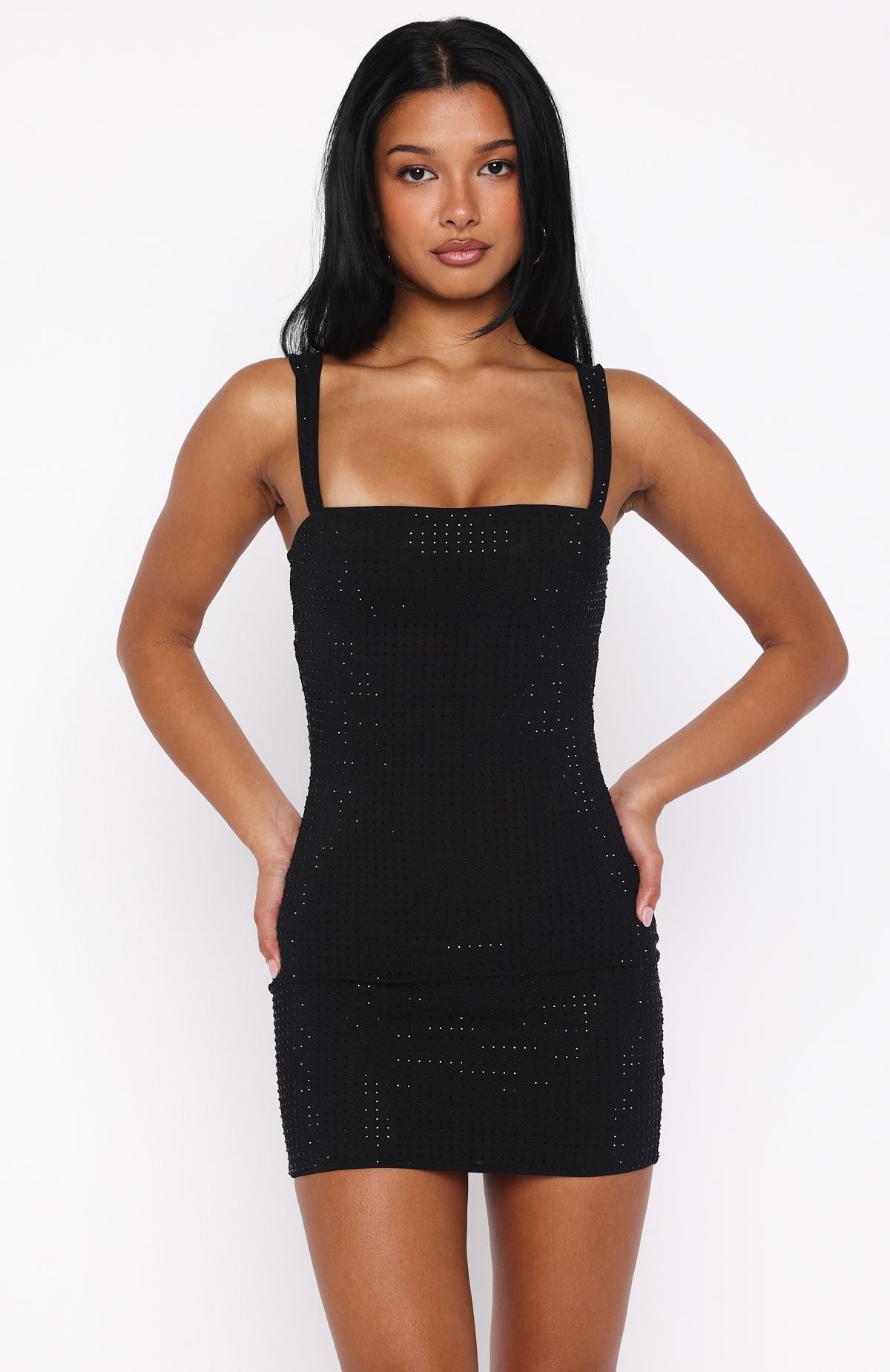 White Fox Pump The Volume Embellished Mini Dress Black