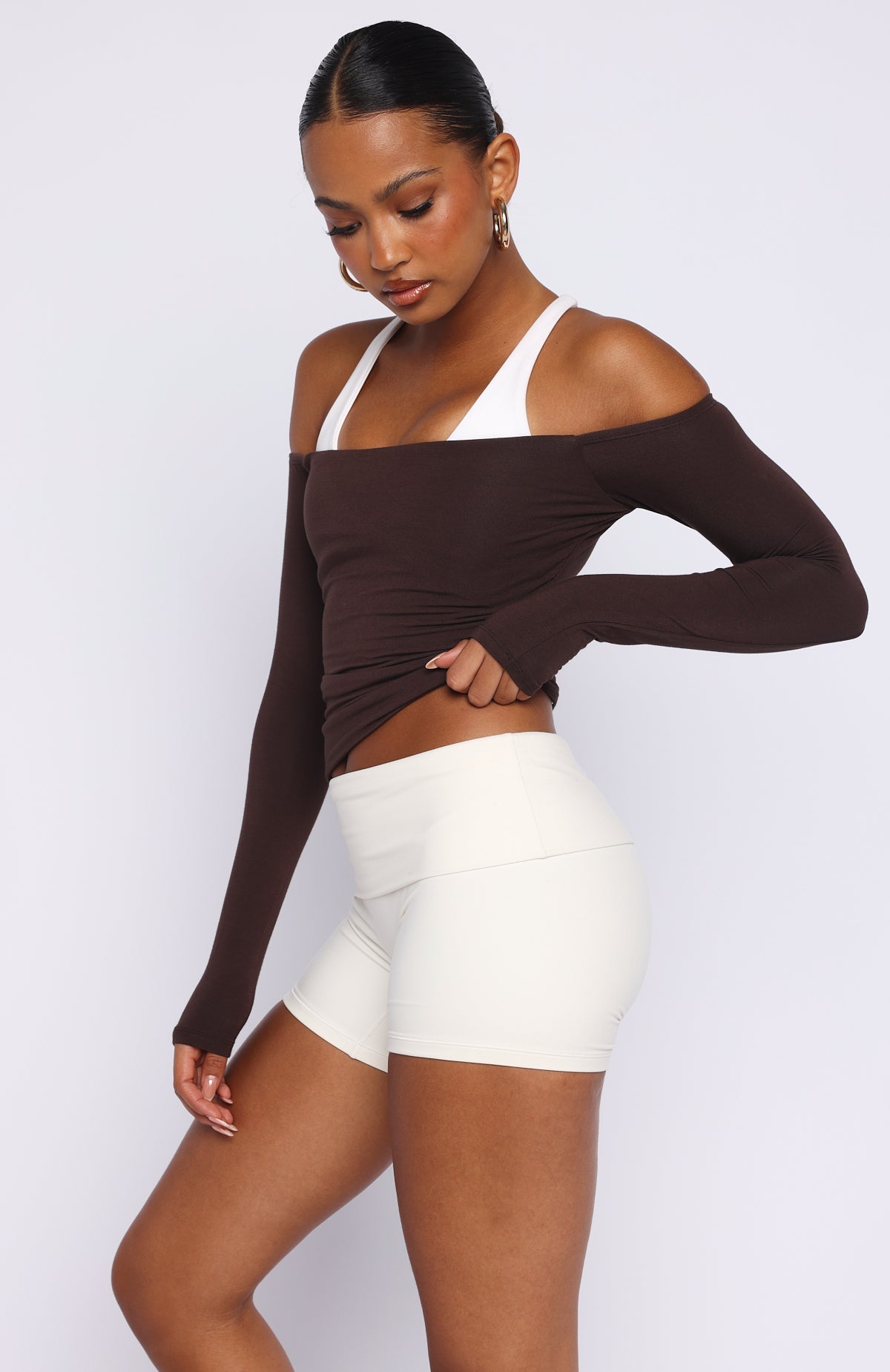 White Fox Mad For You Long Sleeve Top Dark Chocolate