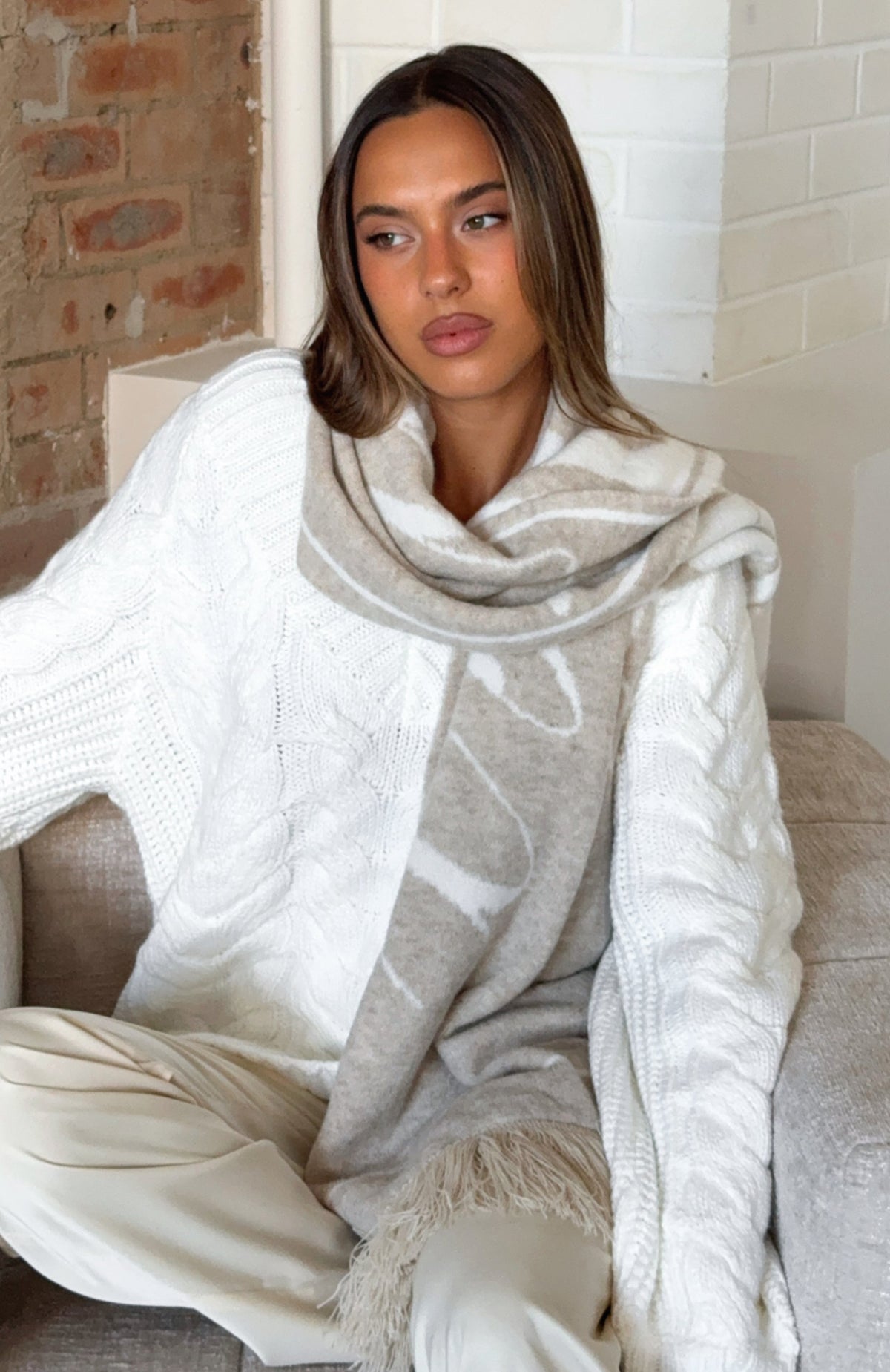 White Fox Aariya Scarf Nude