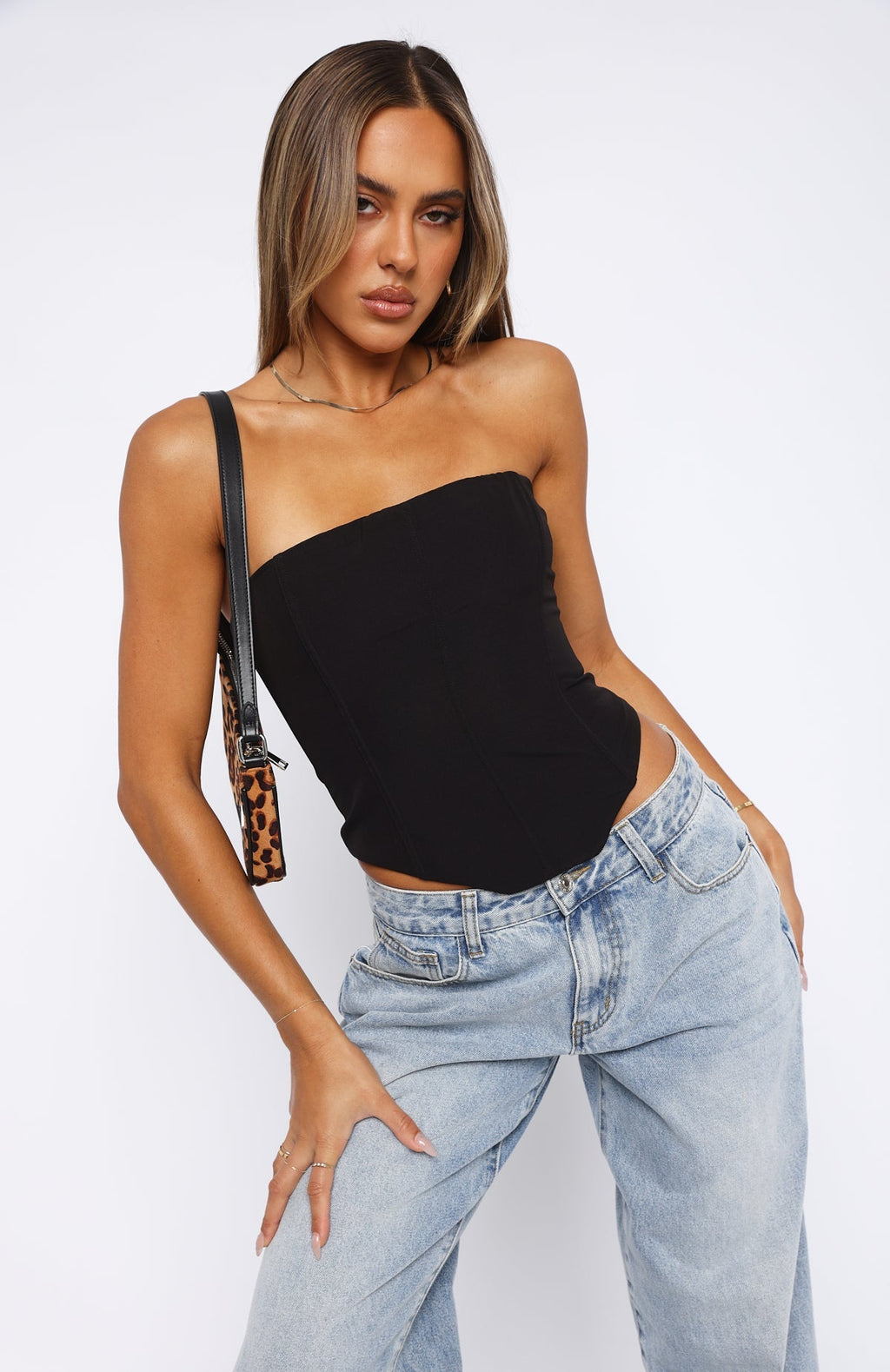 White Fox Let It Go Strapless Bustier Black