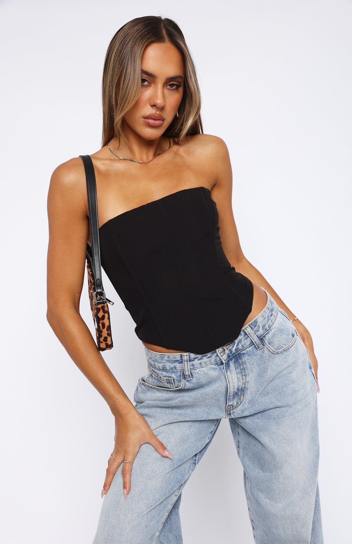 White Fox Let It Go Strapless Bustier Black