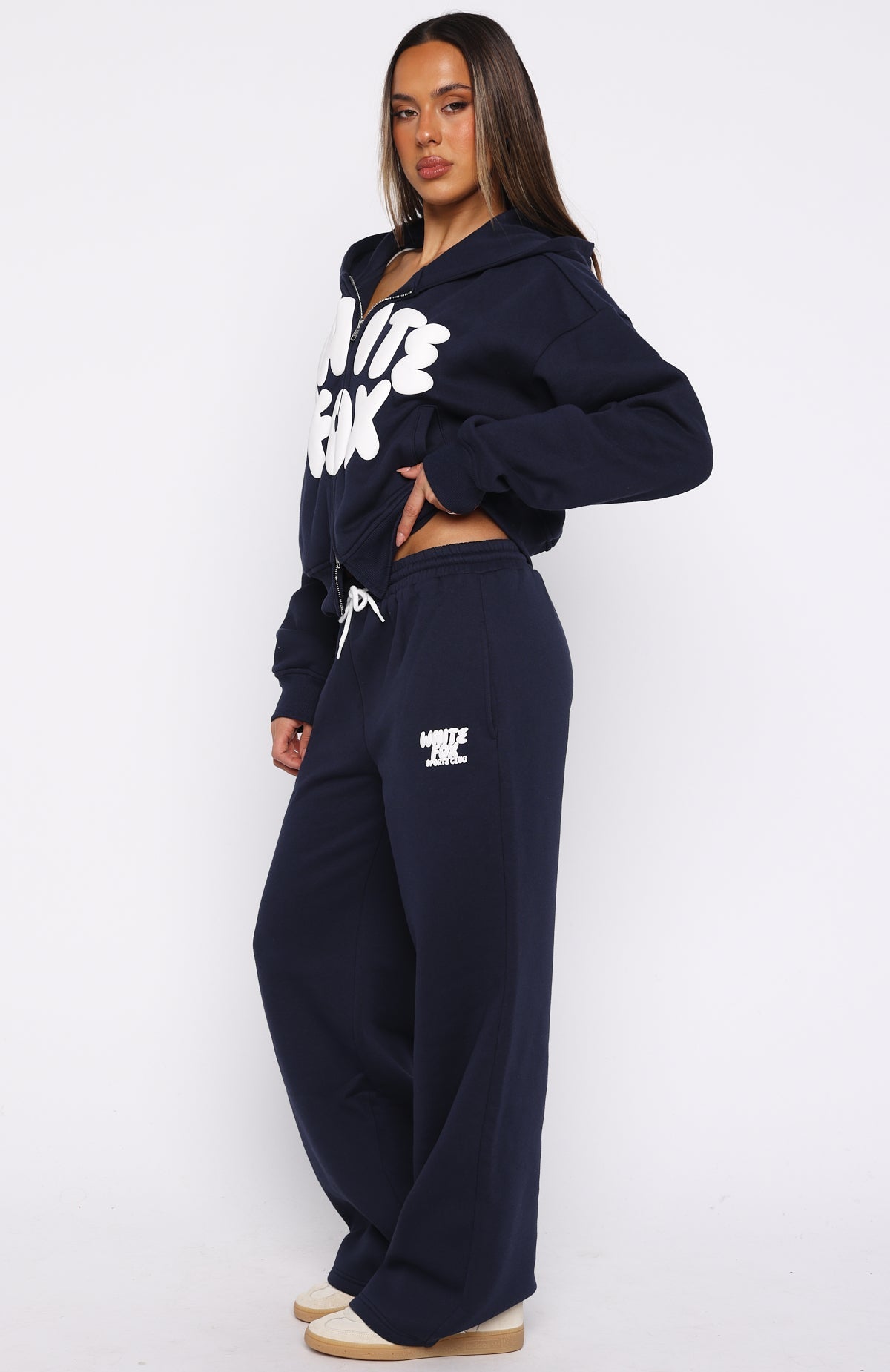 White Fox Club 14 Allie Wide Leg Sweatpants Navy