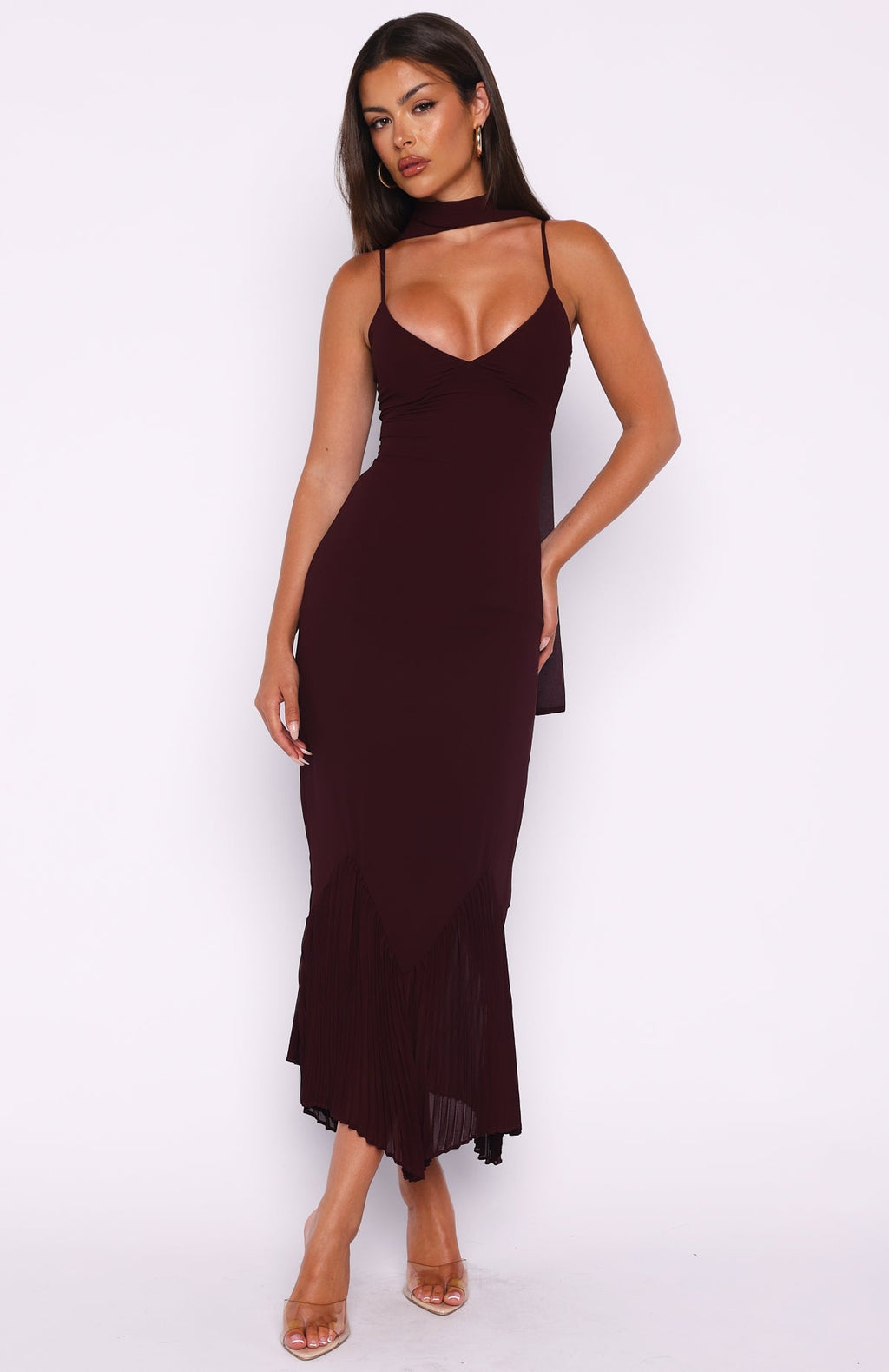 White Fox See You Later Maxi Dress Burgundy