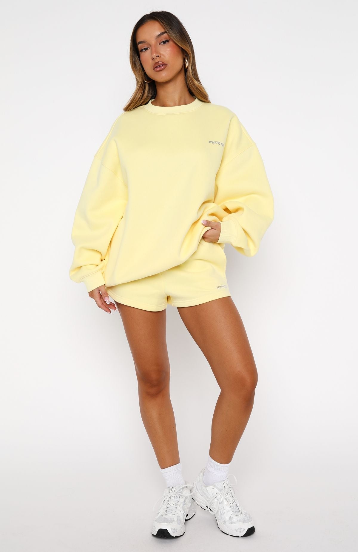 White Fox Test Drive Oversized Sweater Lemon