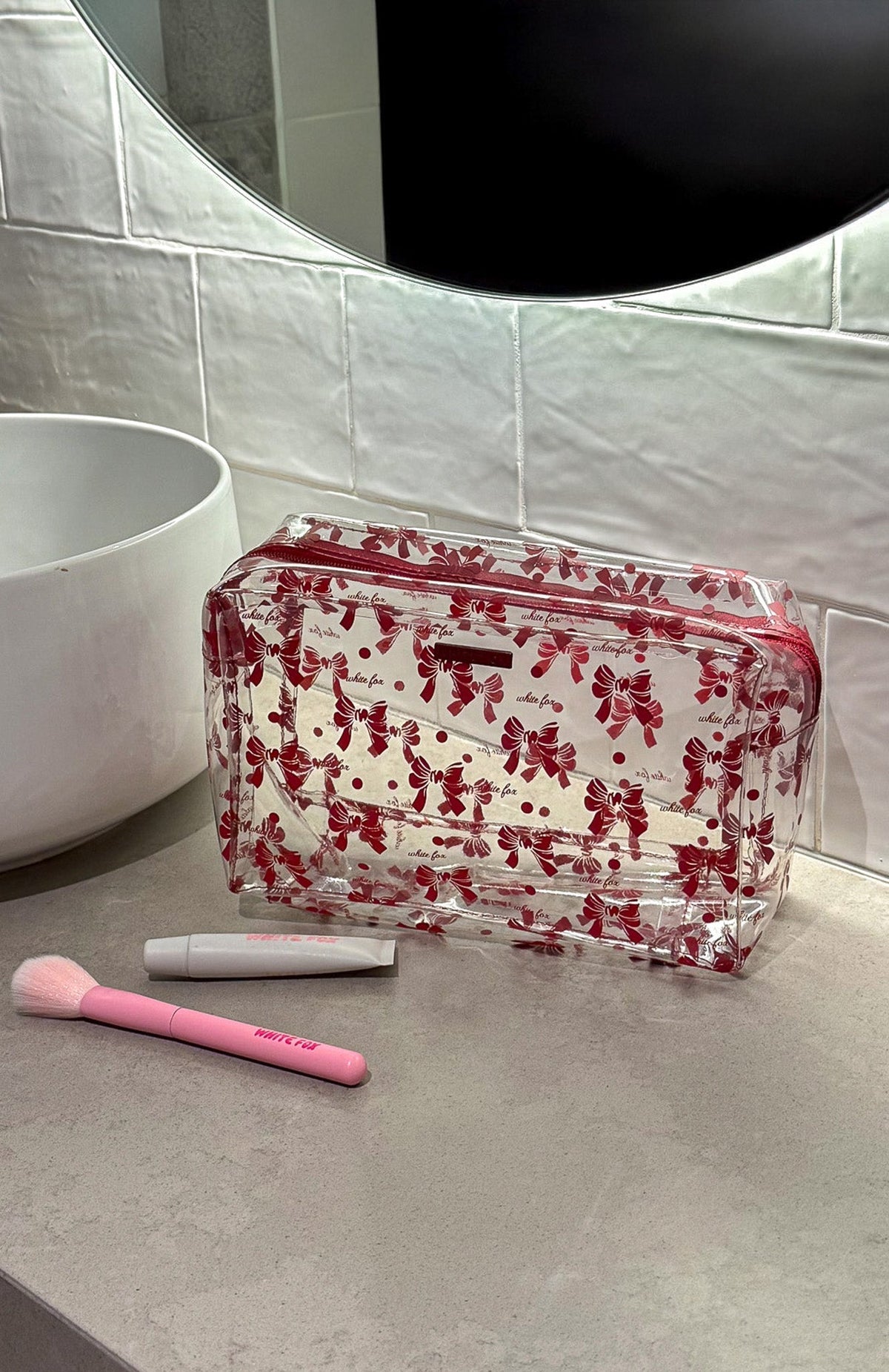 White Fox Clara Cosmetic Case Bow Bliss