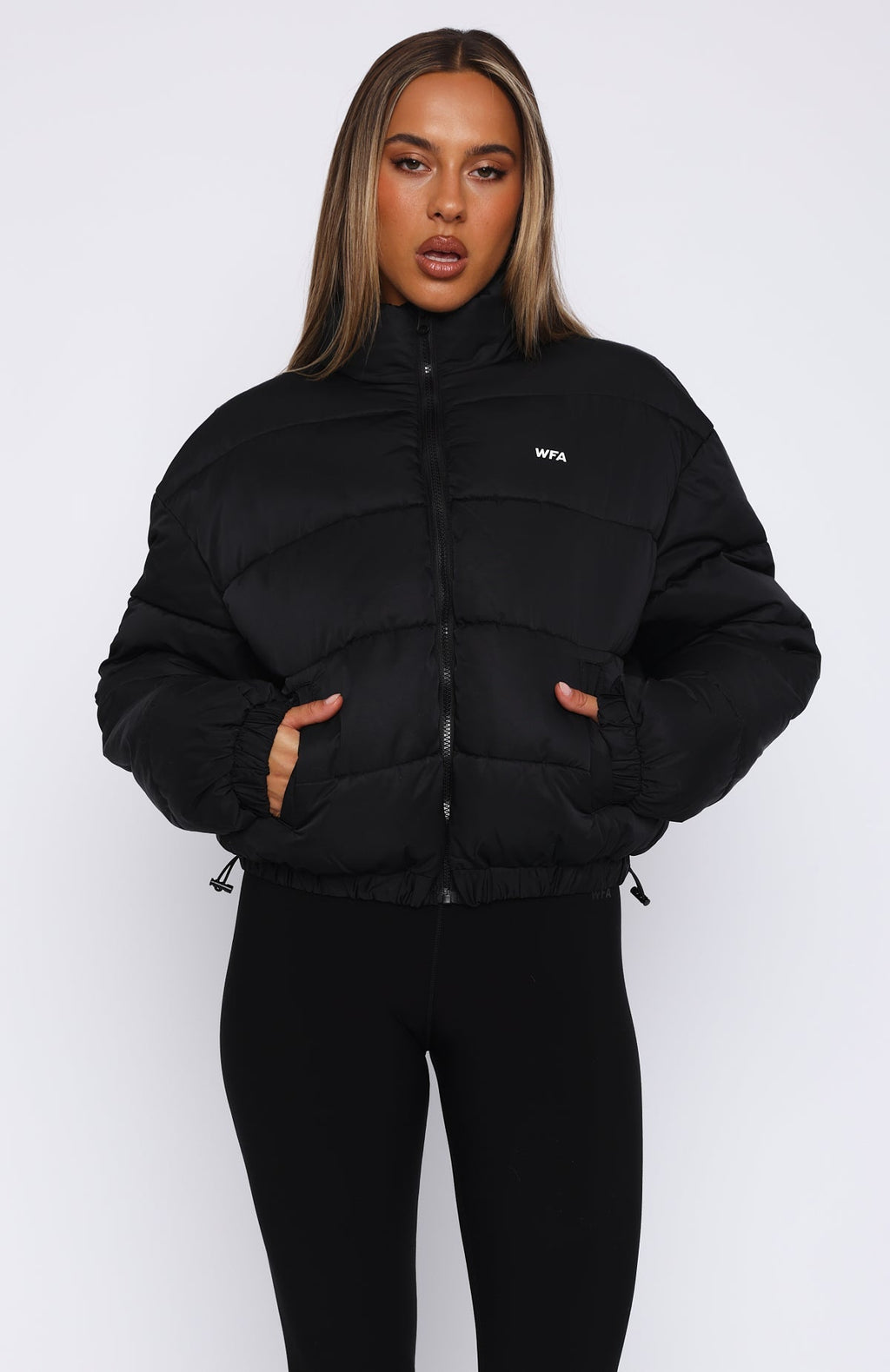 White Fox Summit Zip Through Puffer Black