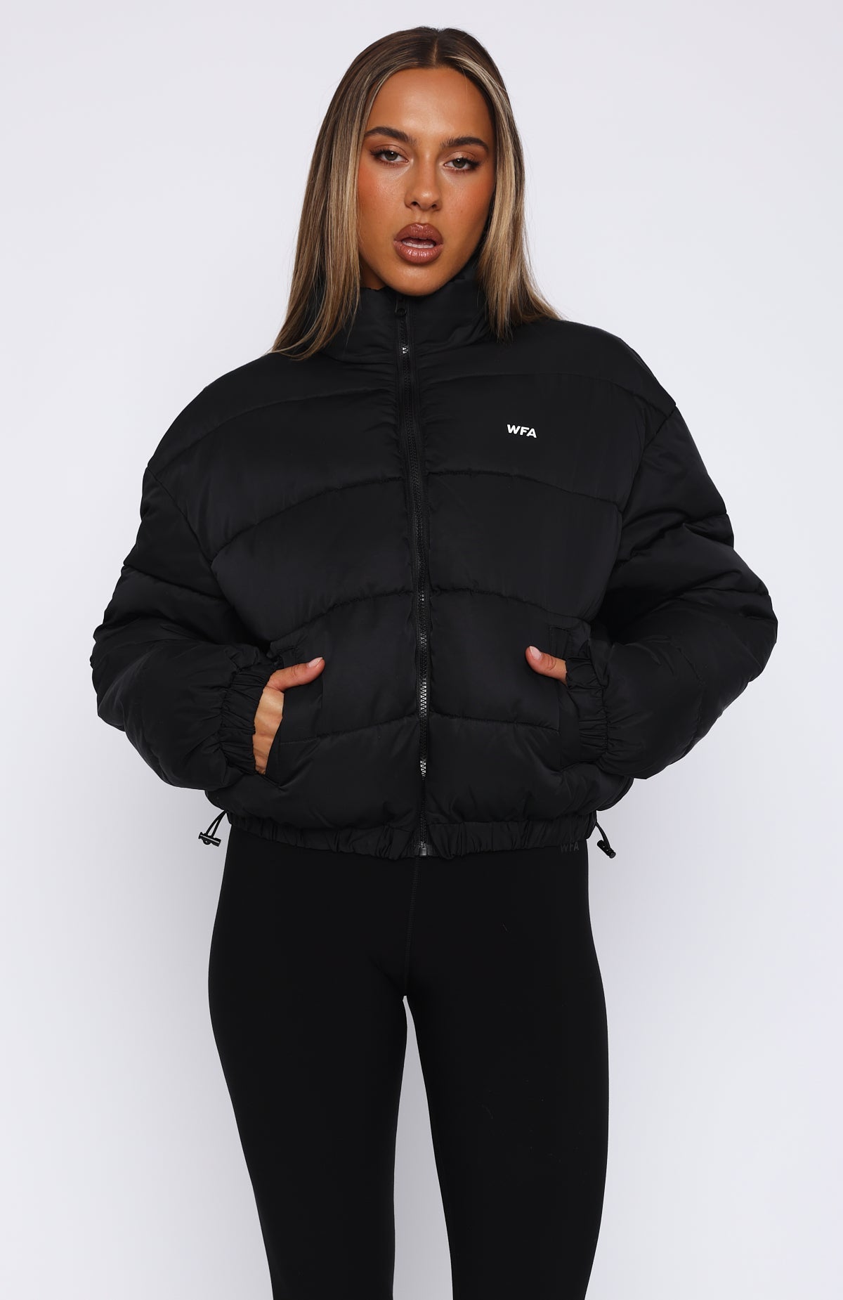 White Fox Summit Zip Through Puffer Black