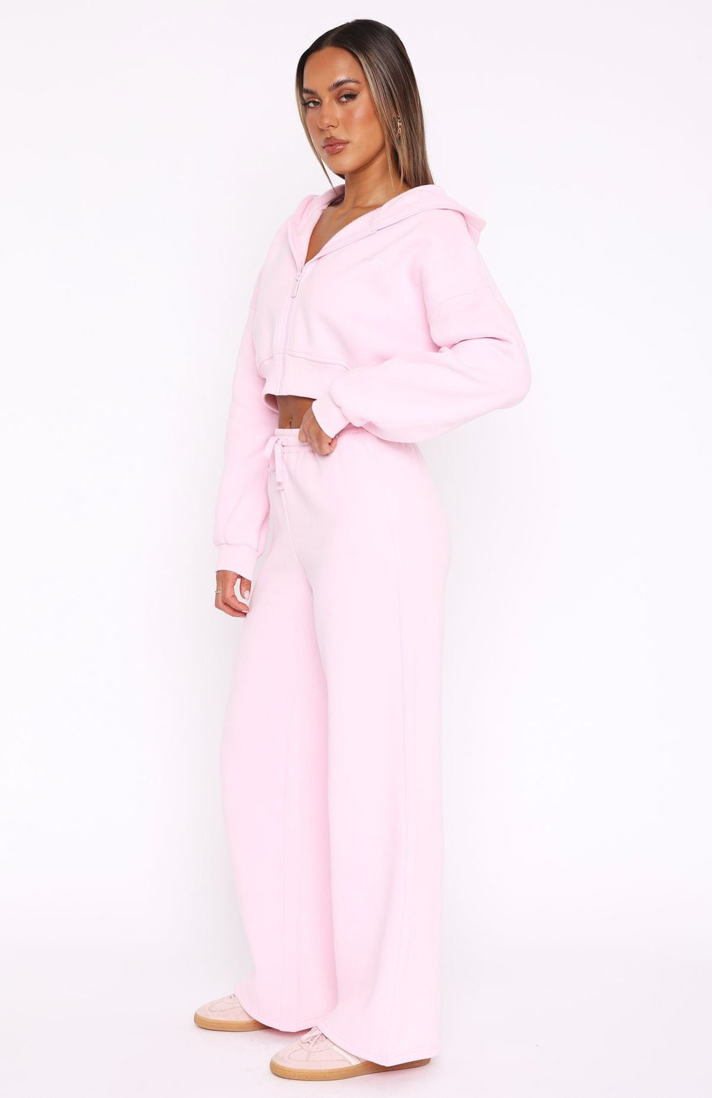 White Fox Straight Forward Wide Leg Sweatpants Pink