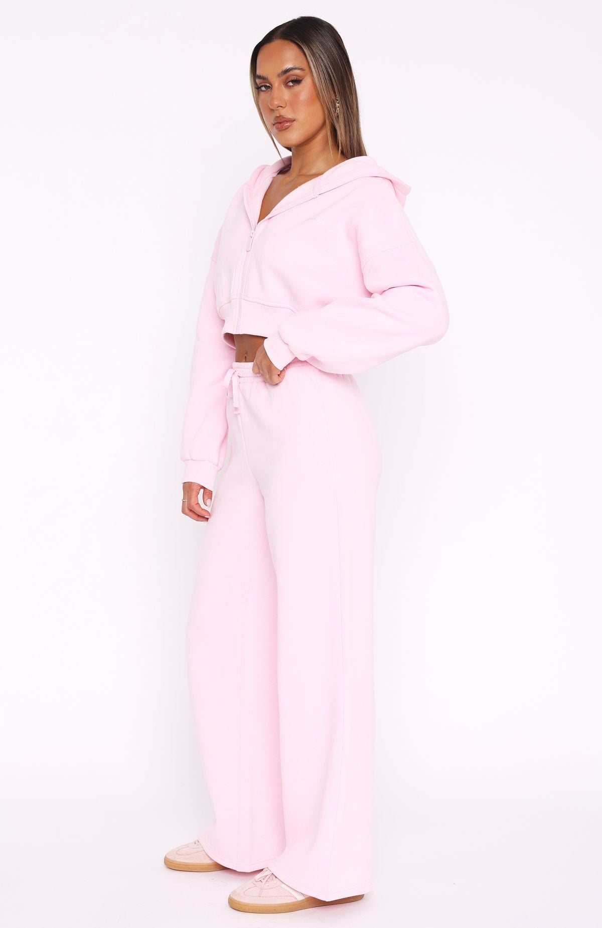 White Fox Straight Forward Wide Leg Sweatpants Pink