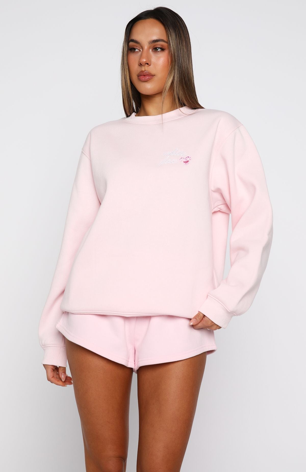 White Fox Candy Cane Christmas Oversized Sweater Cupcake