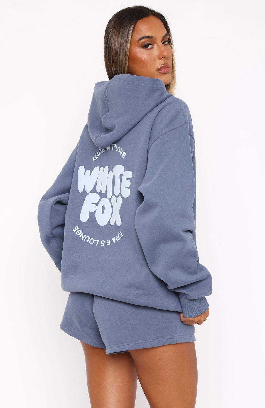 White Fox With Love For You Oversized Hoodie Ocean