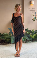 White Fox Ritz And Romance Midi Dress Black Polka Dot