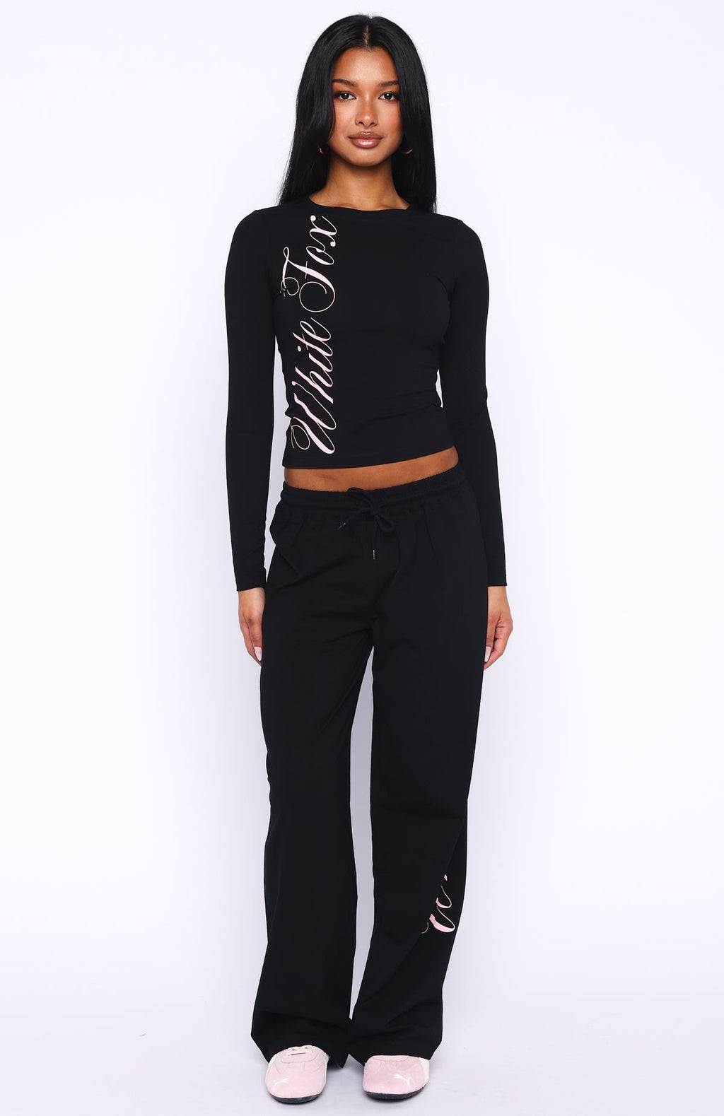 White Fox Luxurious Girl Track Pants Black