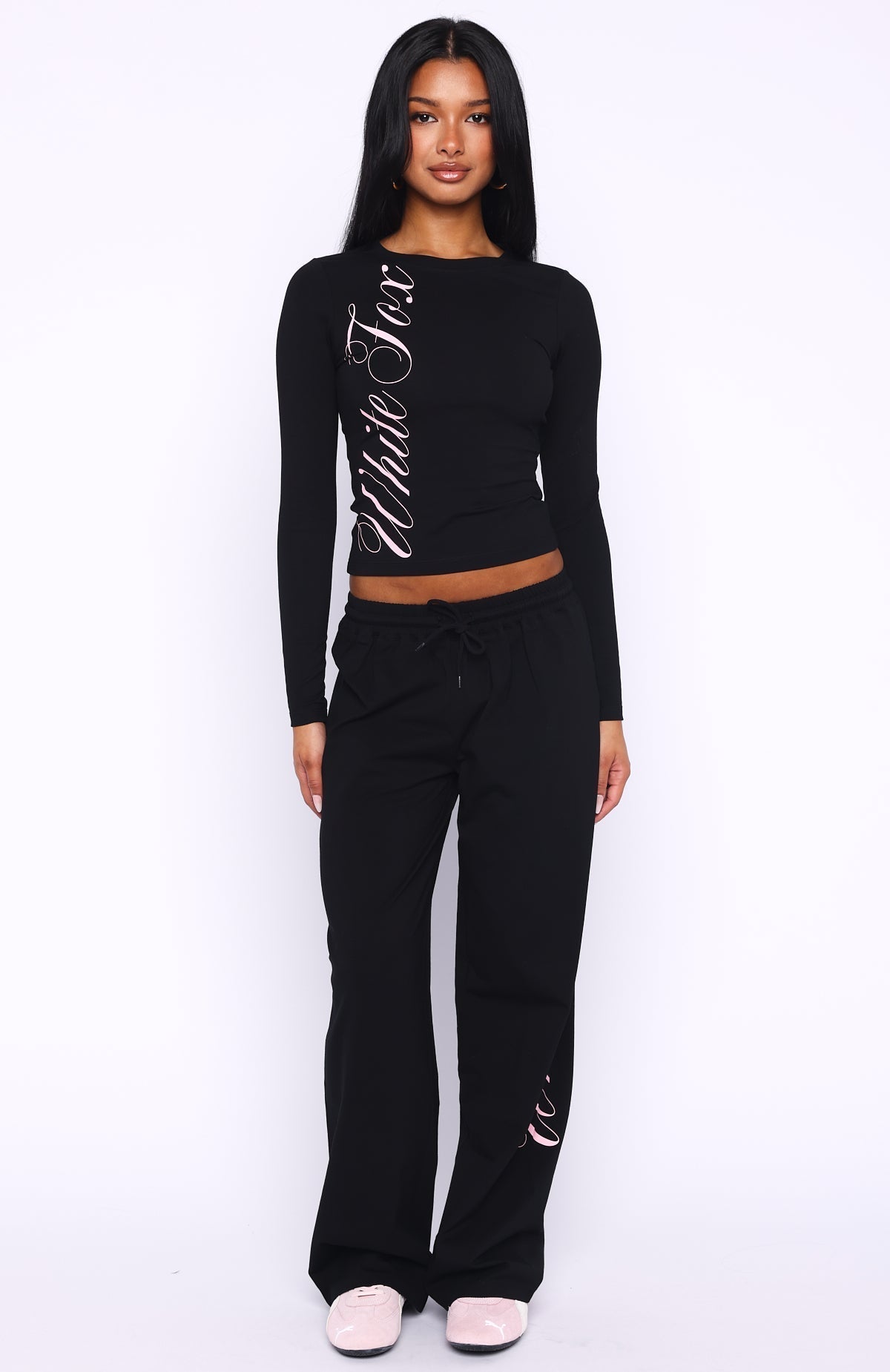 White Fox Luxurious Girl Track Pants Black