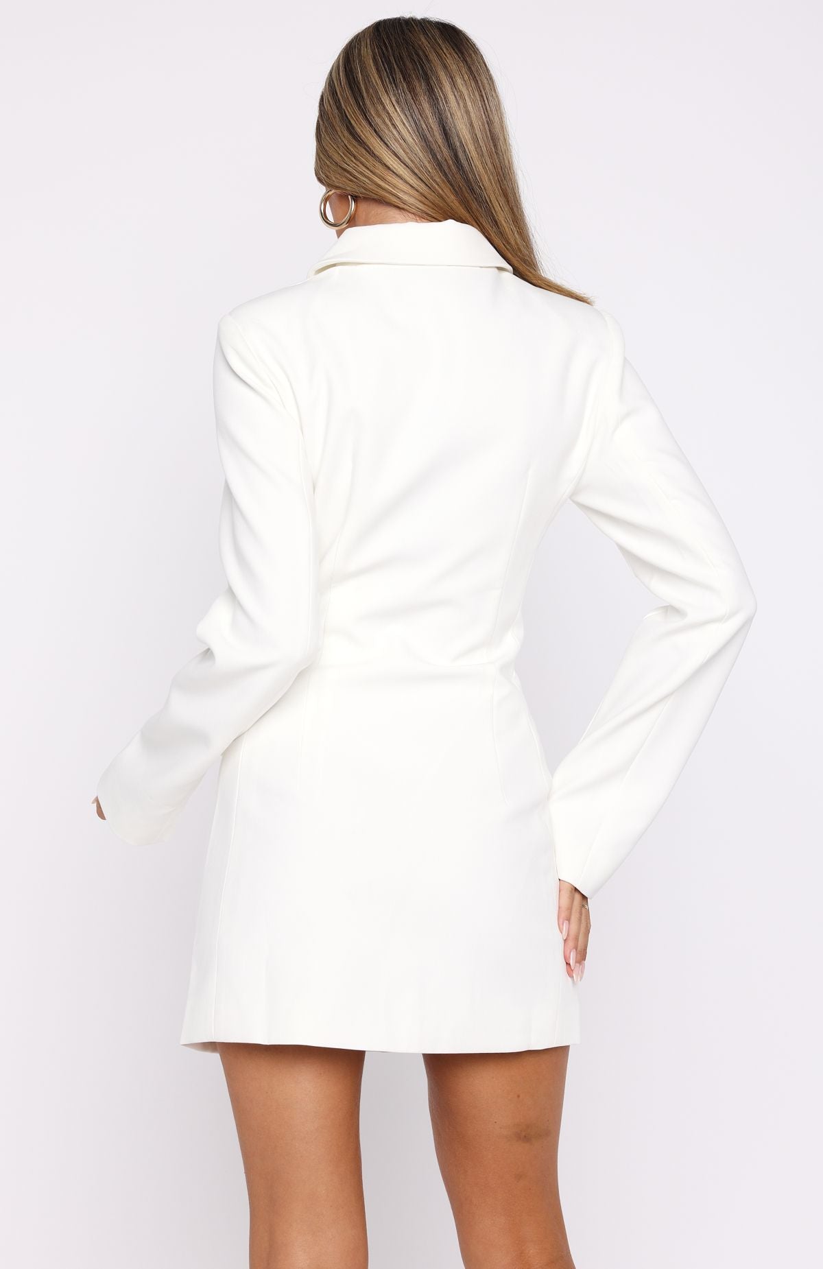 White Fox Alpha Femme Long Sleeve Mini Dress White