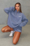 White Fox Core Classic Zip Front Sweater Ocean