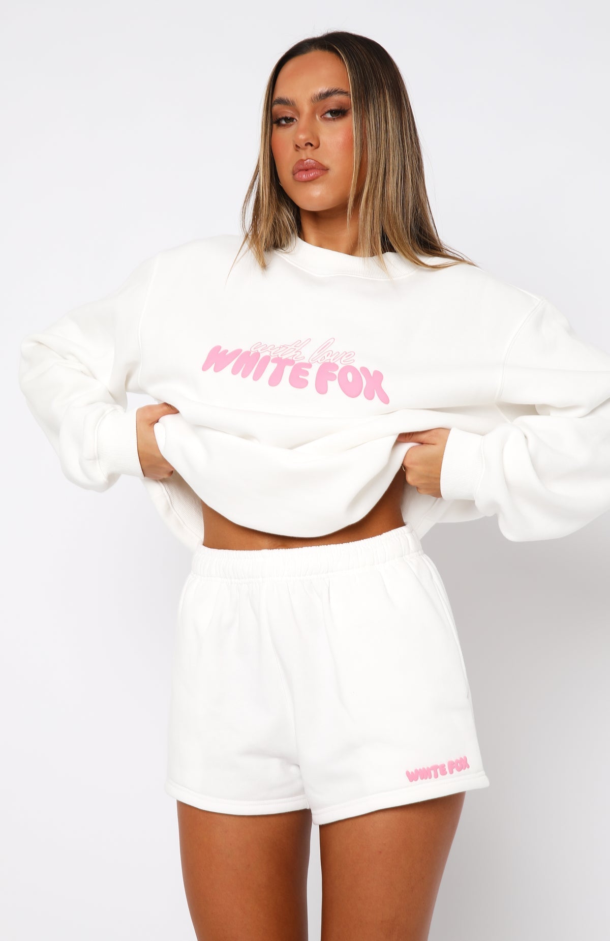 White Fox With Love Lounge Shorts White