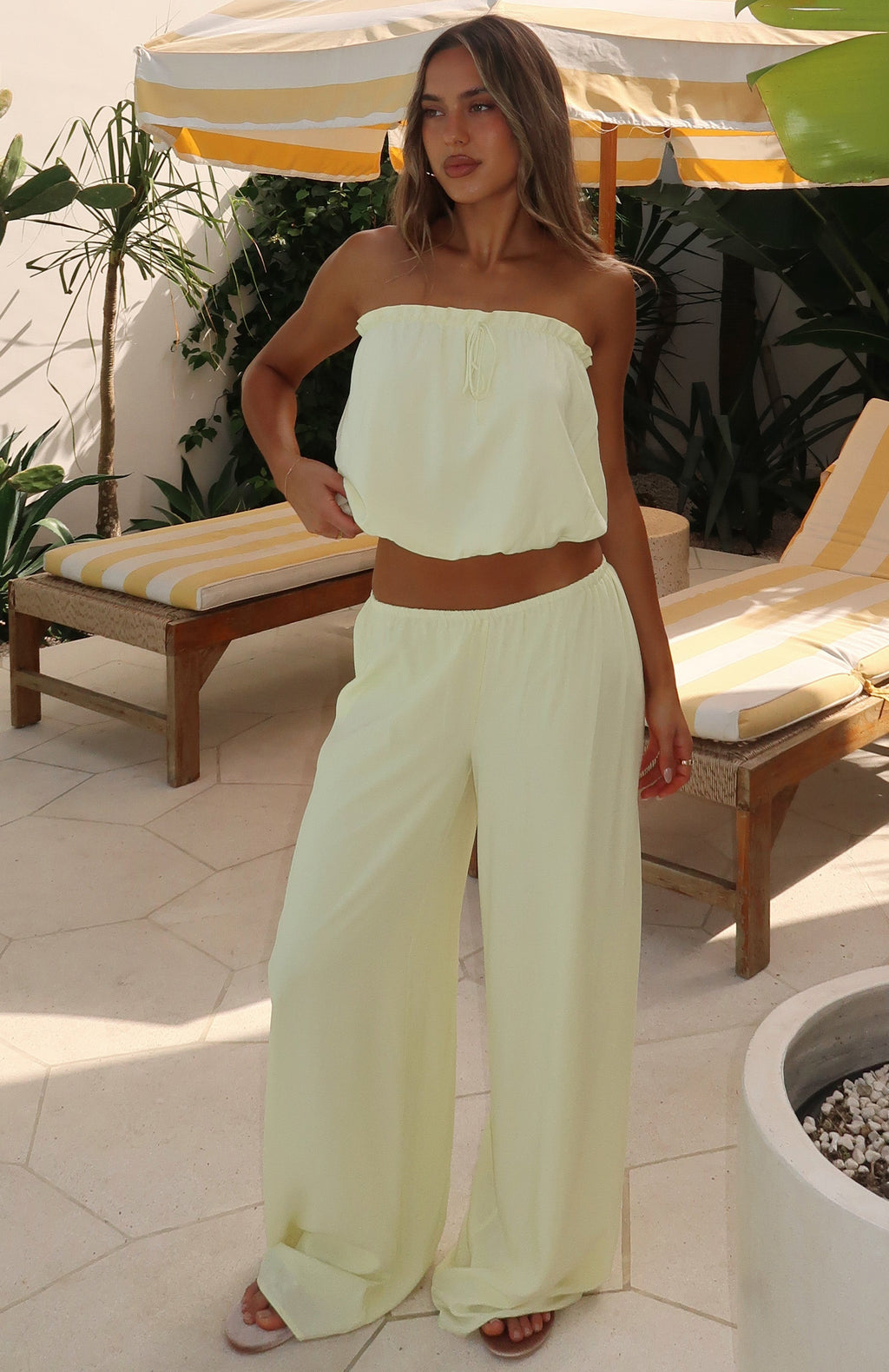 White Fox Golden Child Strapless Top Lemon
