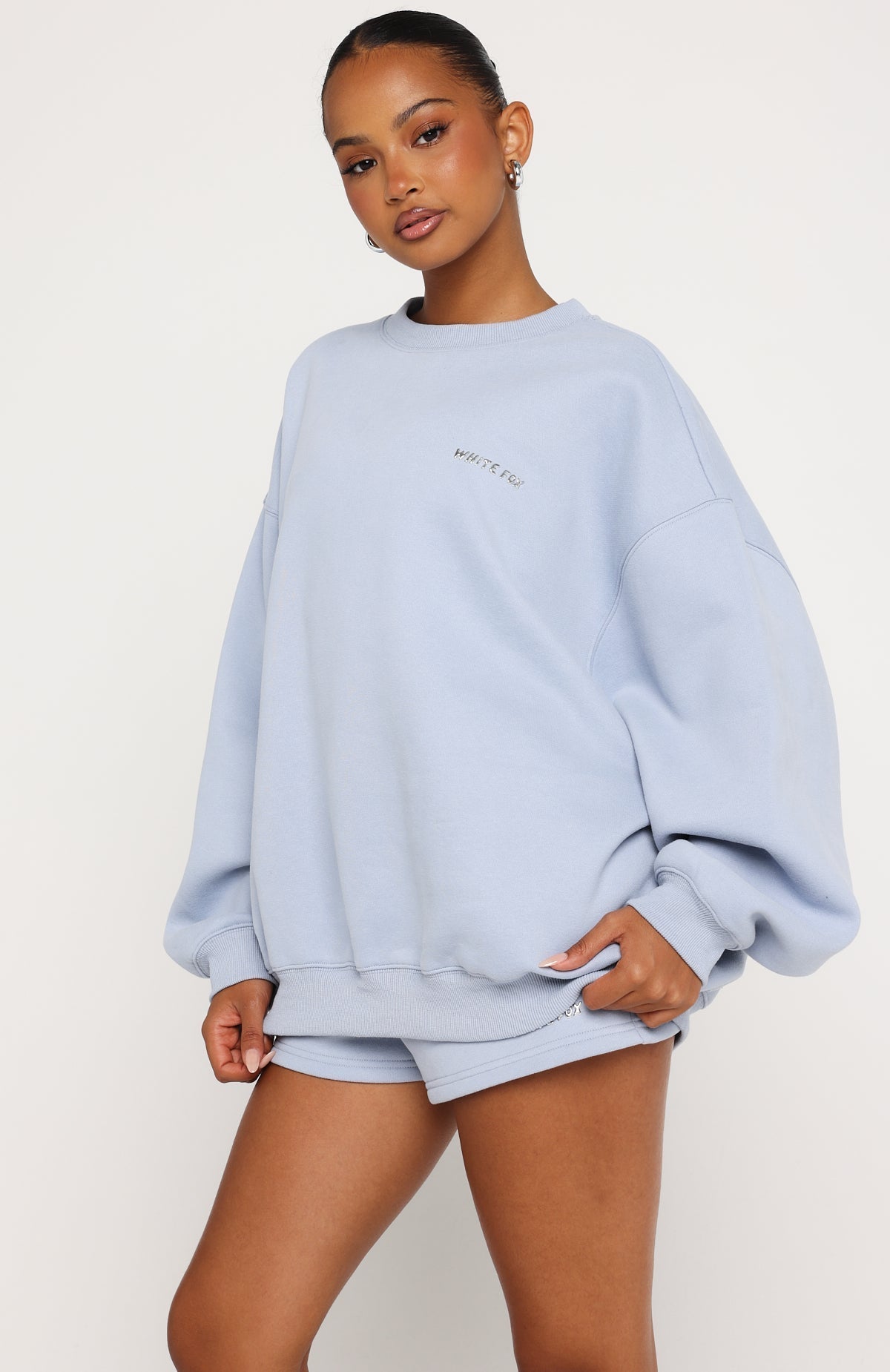 White Fox Test Drive Oversized Sweater Blue
