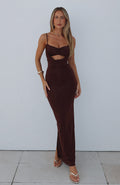 White Fox Hit The City Maxi Dress Chocolate