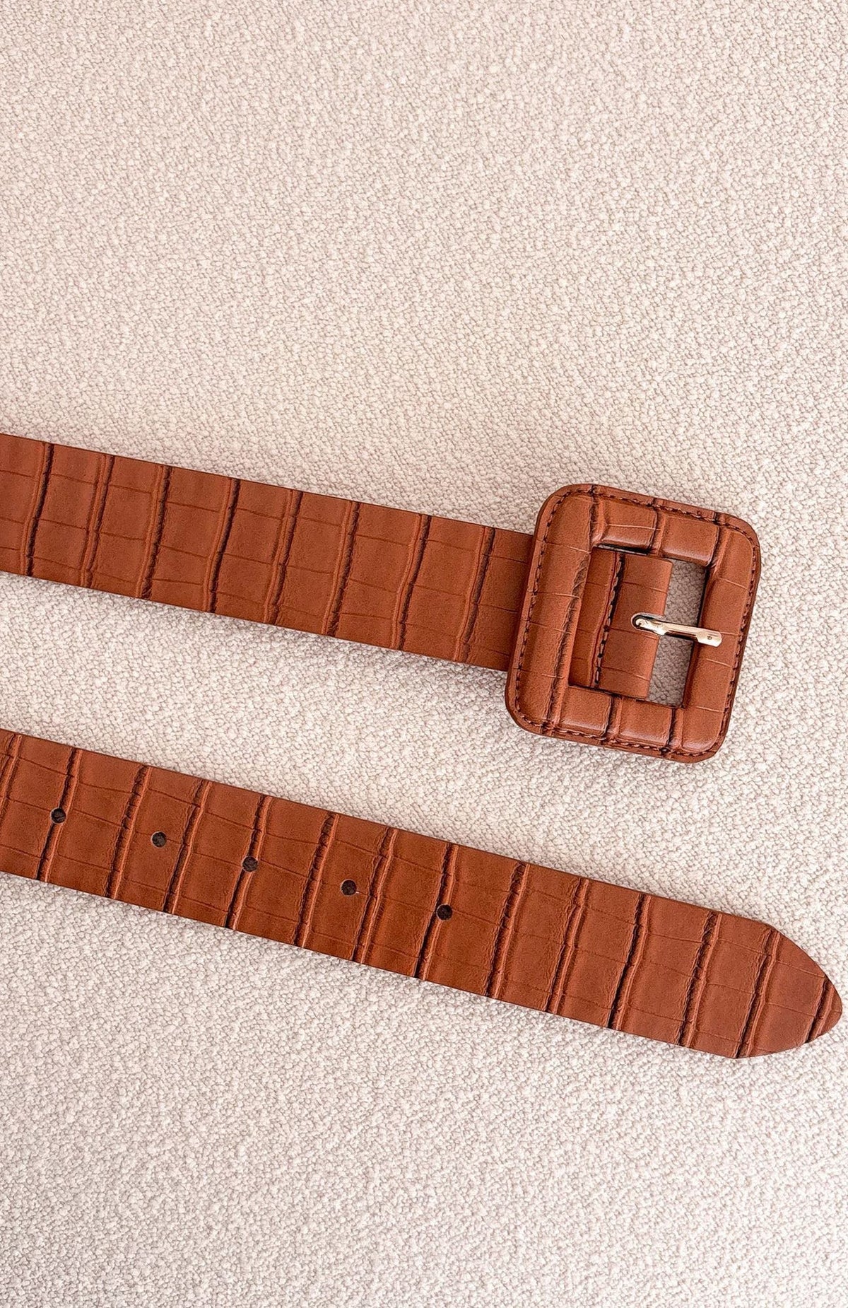 White Fox Eloise Belt Tan Croc