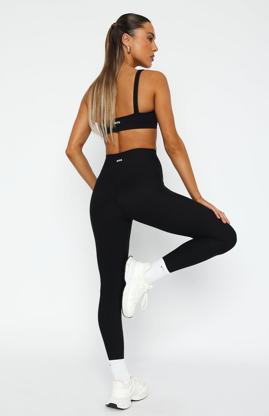 White Fox Ready Set Go Cross Front Leggings Black