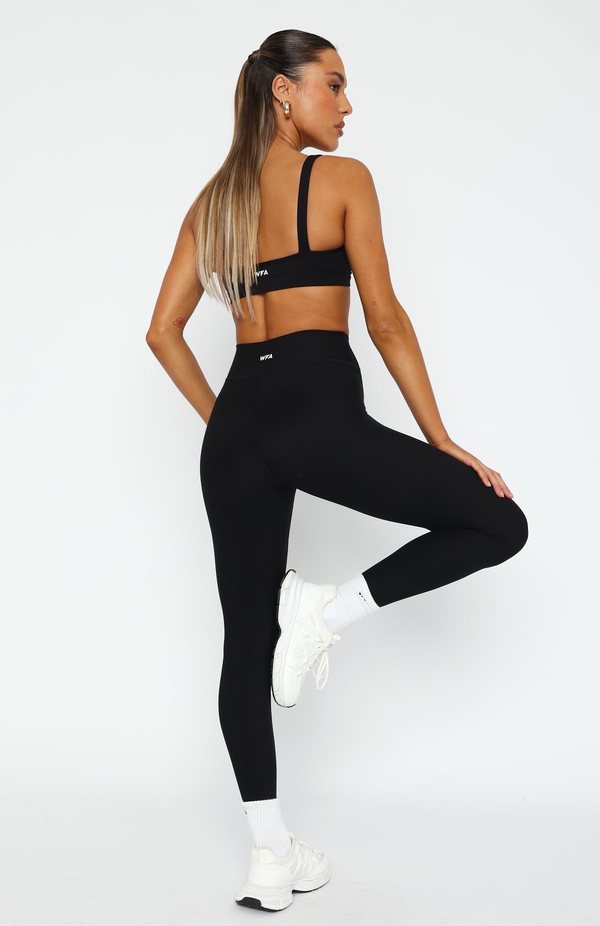 White Fox Ready Set Go Cross Front Leggings Black