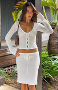 White Fox Anouk Long Sleeve Knit Top Off White