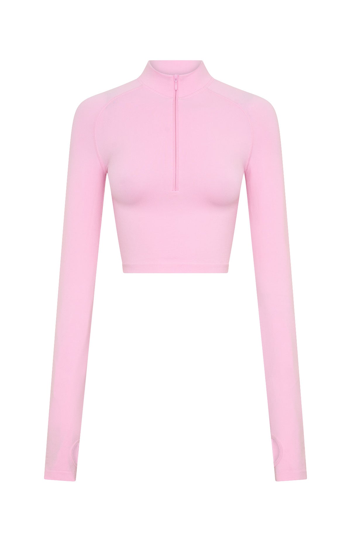 White Fox Stride Seamless Zip Long Sleeve Marshmallow
