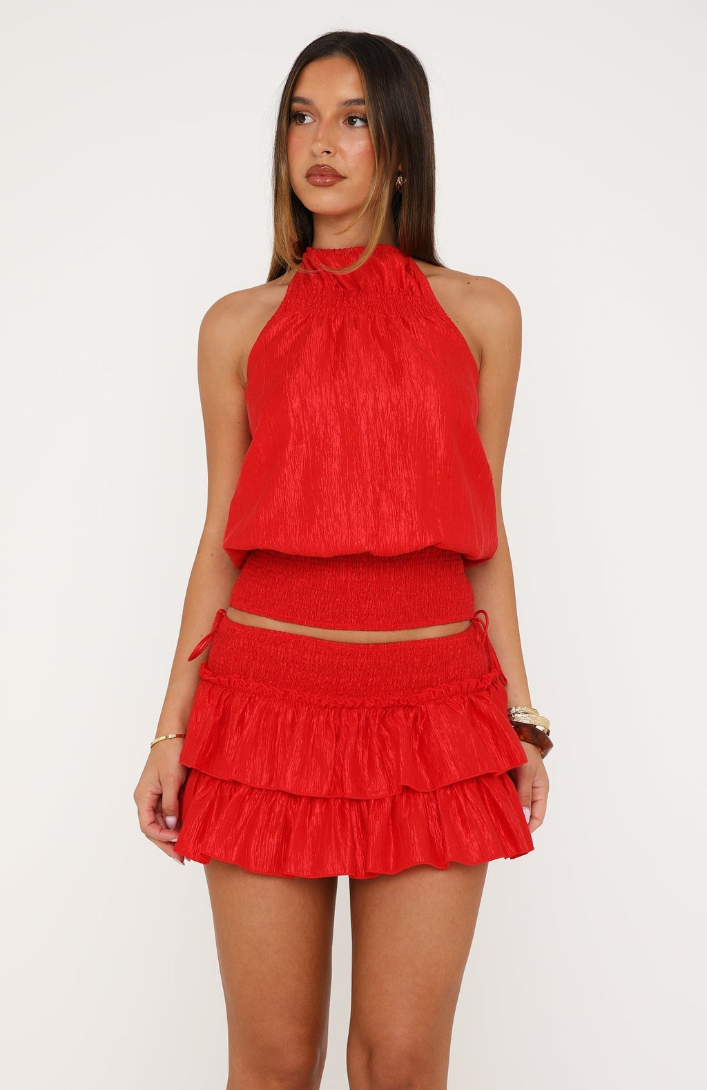 White Fox Soft Chaos Halter Top Ruby