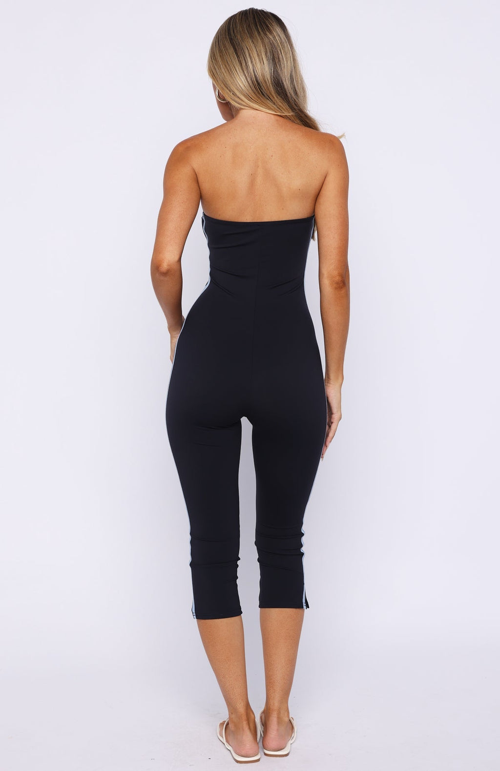 White Fox Pocket Rocket Capri Jumpsuit Navy/Blue Stripe