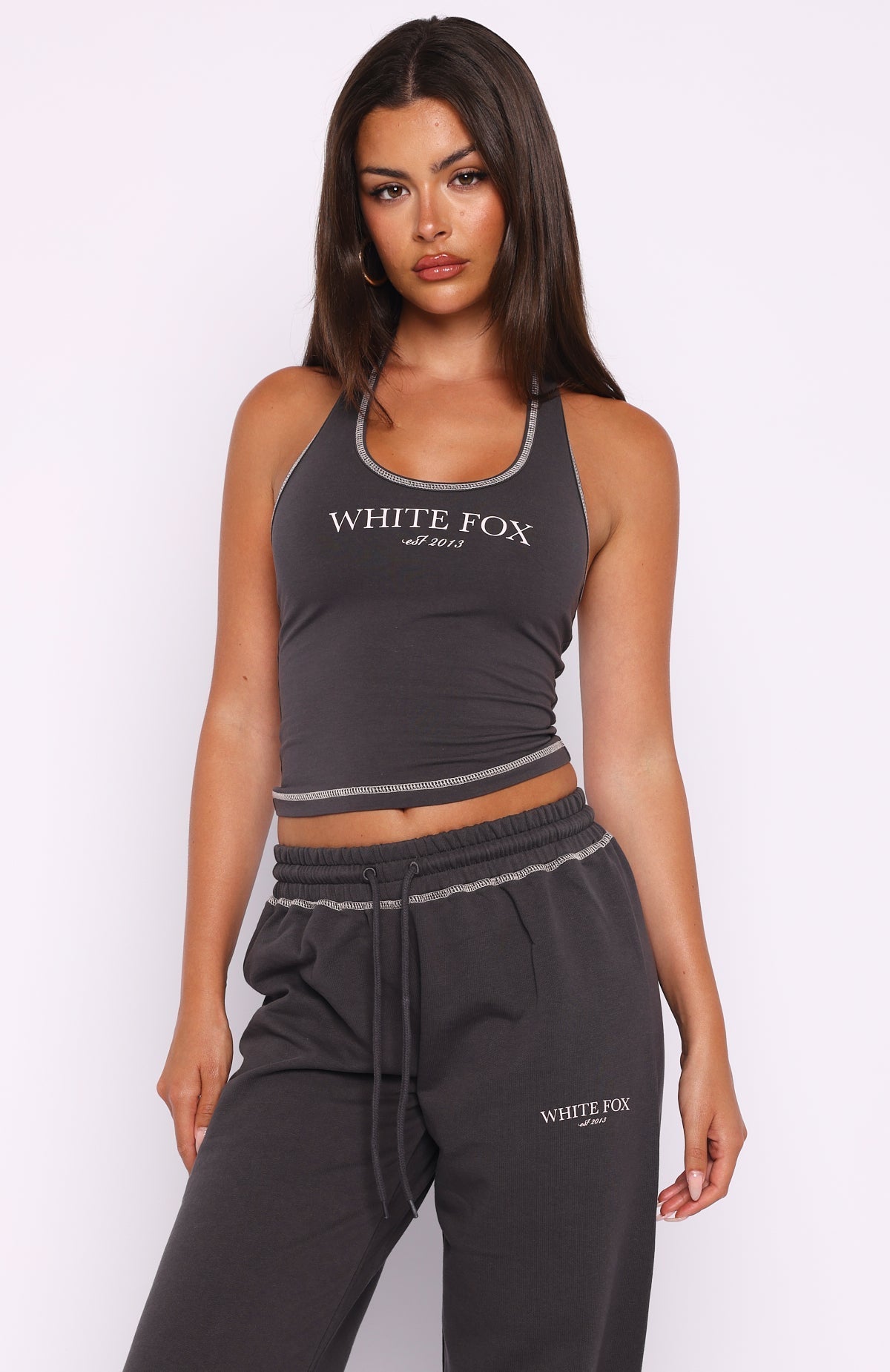 White Fox Chill In Style Halter Top Charcoal