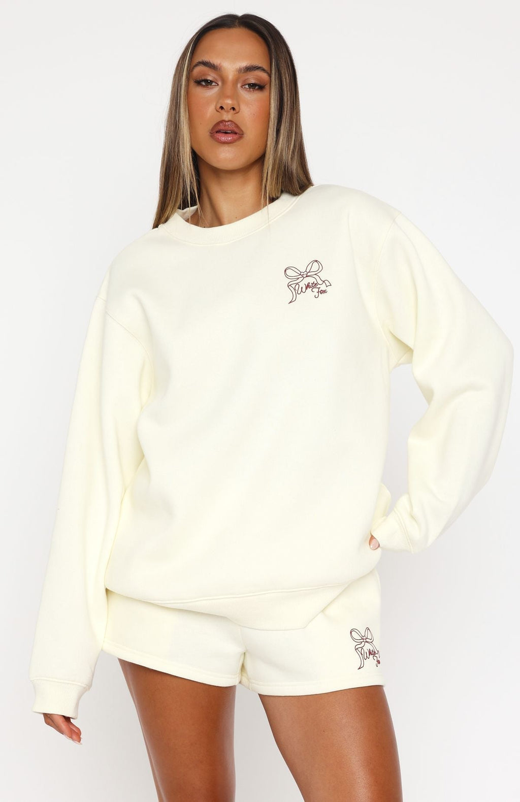White Fox Love You Forever Oversized Sweater Cream