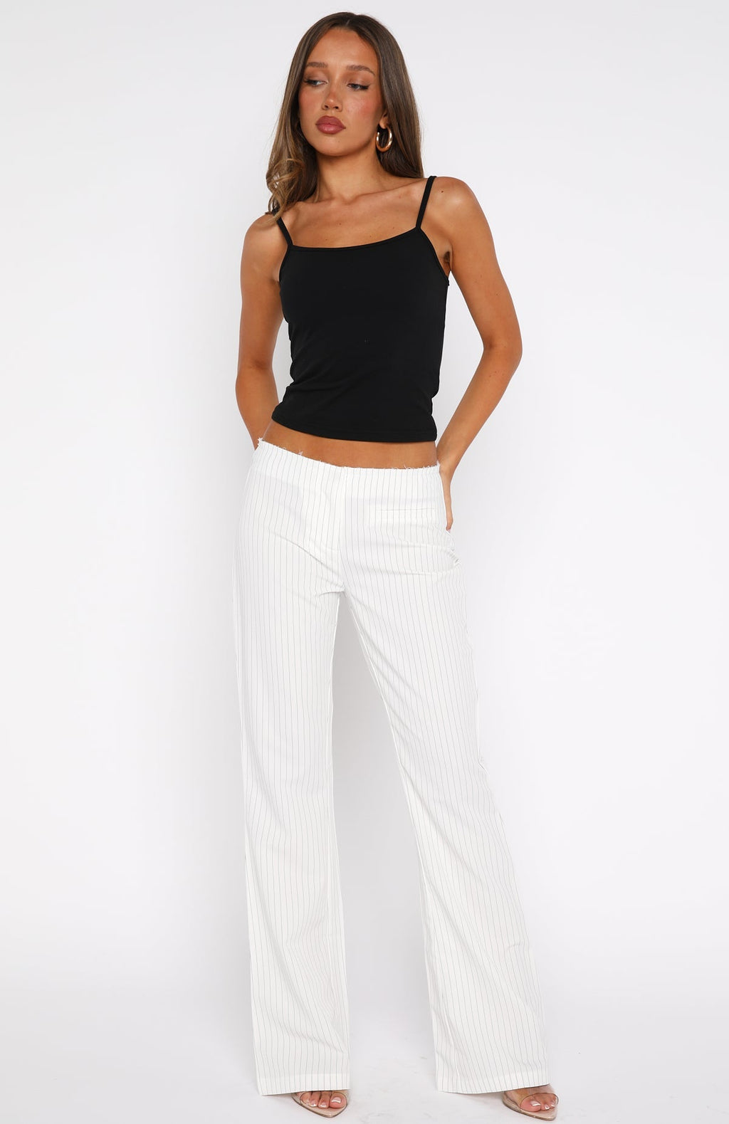 White Fox Getting You Close Pants White Pinstripe