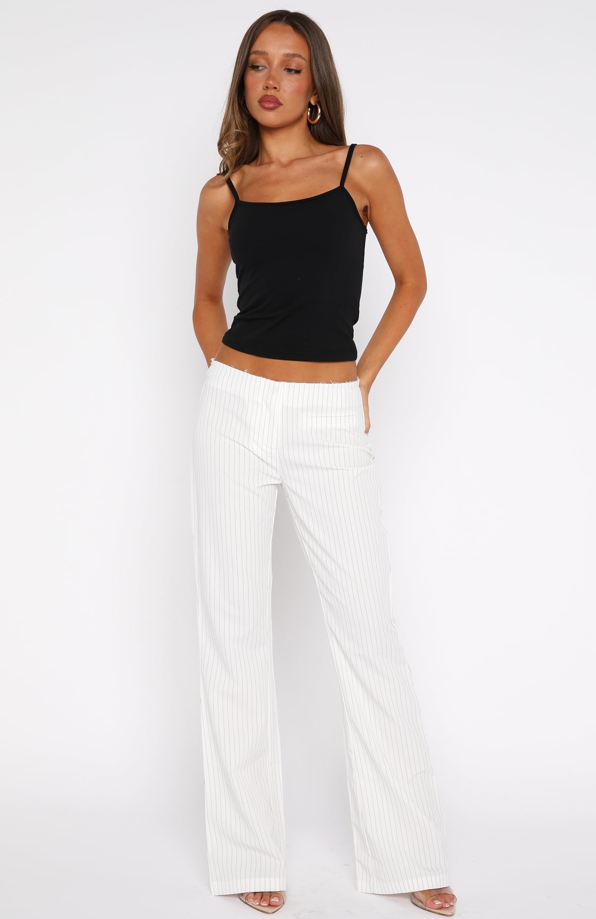 White Fox Getting You Close Pants White Pinstripe