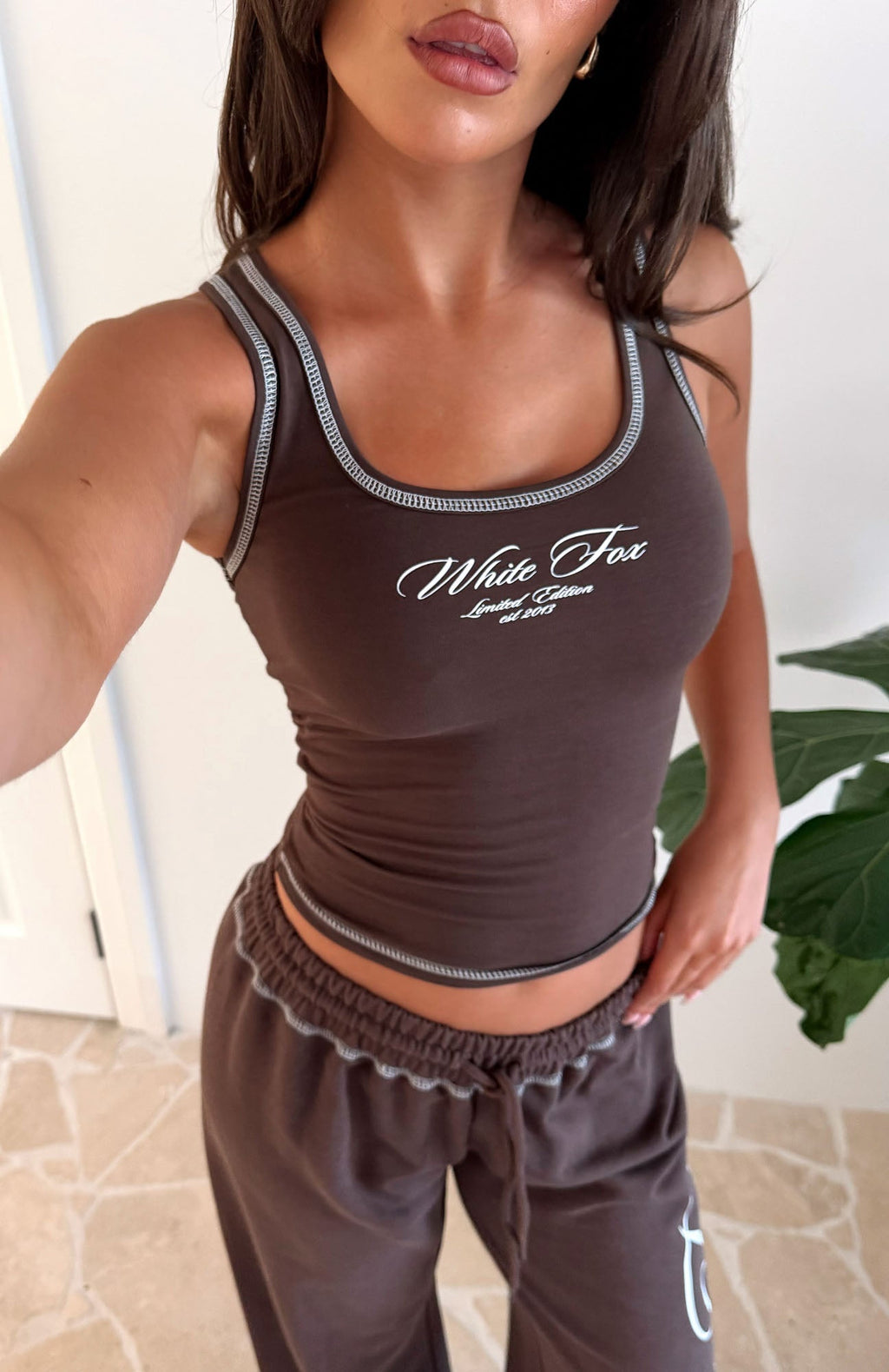 White Fox Don't Need Anyone Tank Top Chocolate