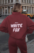White Fox Offstage Zip Front Sweater Red Velvet