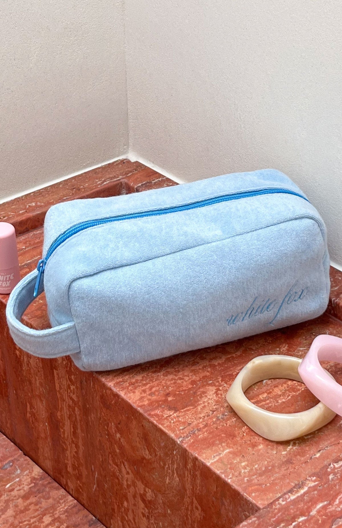 White Fox Lillian Cosmetic Bag Baby Blue