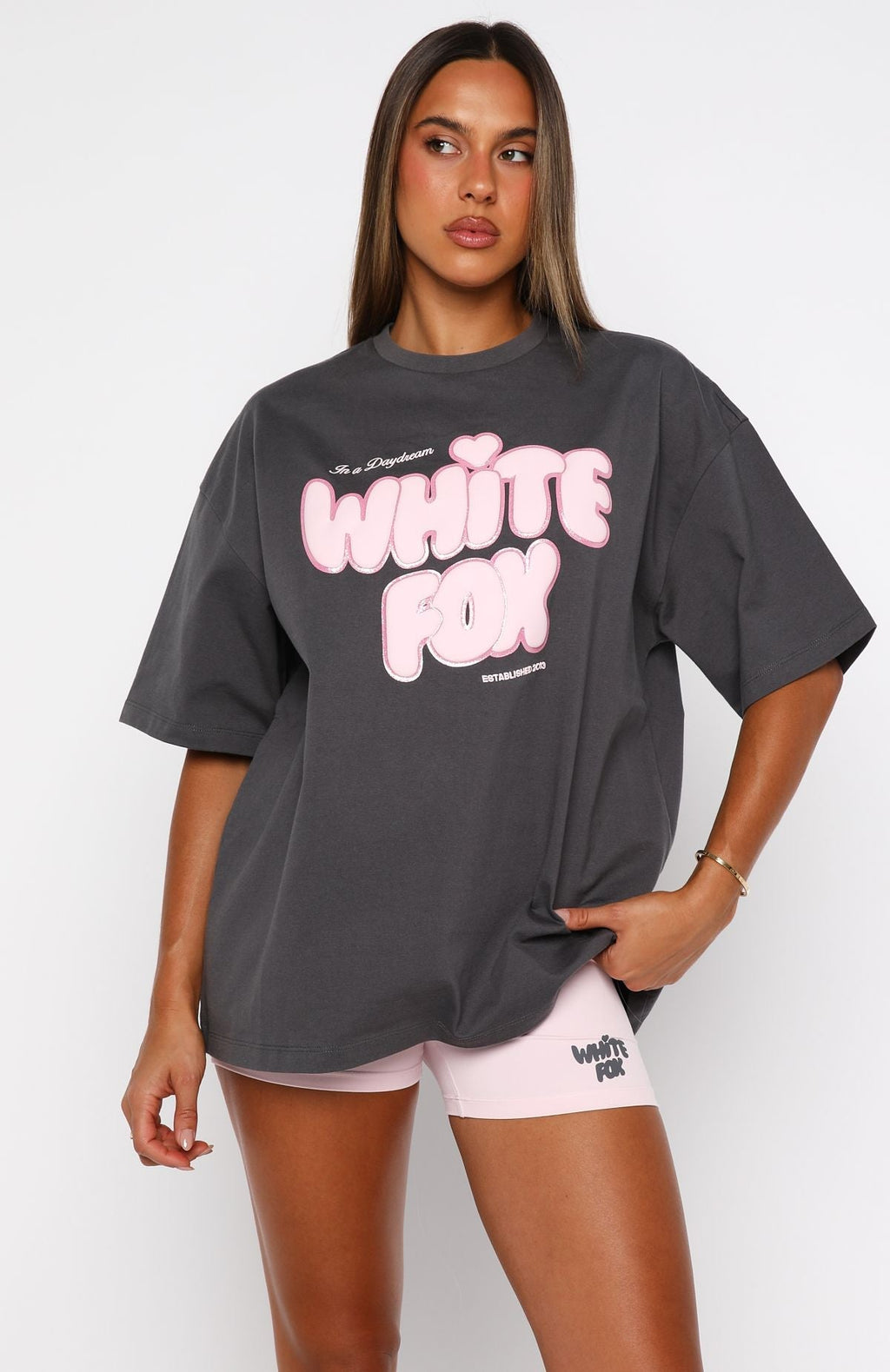 White Fox Daydreamers Angelina Oversized Tee Volcanic